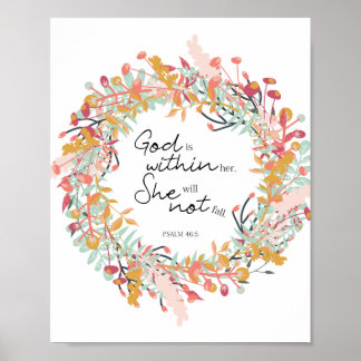 Poster salmos Deus está dentro de sua Bíblia floral