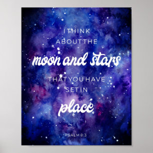 Poster Salms Watercolor Galaxy Stars Bíblia Verso Citaç