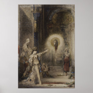 Póster Salome e aguarela de Gustave Moreau da aparição