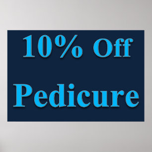 Poster Salon Barbershop Cartazes 10% Off Pedicure Azul 