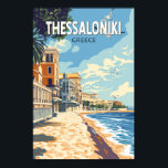 Poster Salónica Grécia Art Vintage<br><div class="desc">Viagem de vetor retrovetor de Salónica. Tessalónica é uma cidade portuária grega no Golfo Térmico do Mar Egeu.</div>