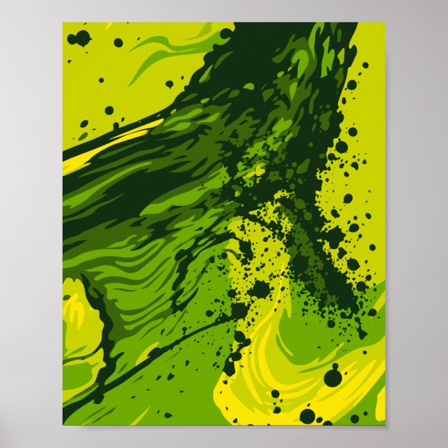 Poster Salpico de Energia Verde Abstrata (Frente)