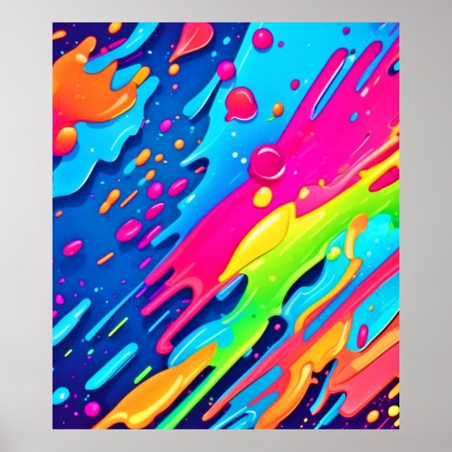 Poster Salpicos de Tinta Colorida (Frente)