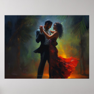 Poster Salsa casal cubana dançando à noite em Miami