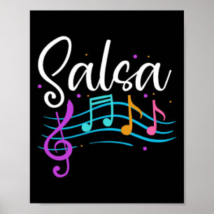 Poster Salsa Musical Notes Latino Music Dance