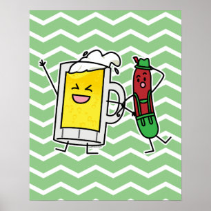 Poster Salsicha de cerveja Octoberfest Oktoberfest lederh