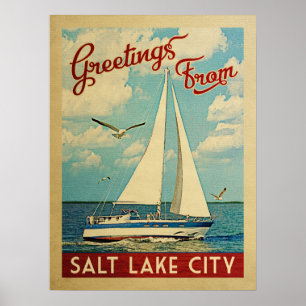 Poster Salt Lake City Sailboat Viagens vintage Utah