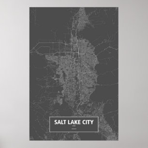 Poster Salt Lake City, Utá (branco no preto)