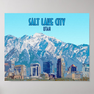 Poster Salt Lake City, Utah, Centro Vintage