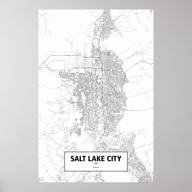 Poster Salt Lake City, Utah (preto em branco) (Frente)