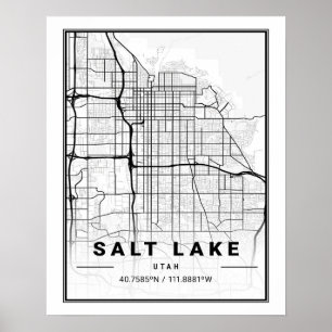 Poster Salt Lake City Utah USA Mapa da Cidade do Viagem