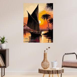 Poster Saltando para o pôr do sol