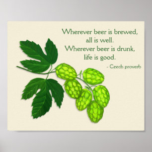 Póster Salto de cerveja de planta com