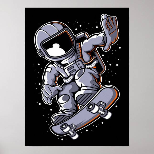 Poster Salto de skate do astronauta (Frente)