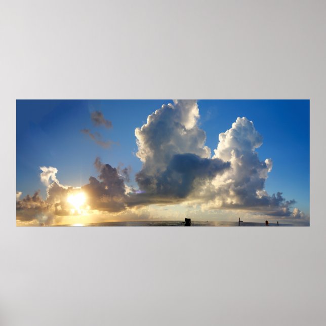 Poster Salto do sol sobre o oceano Atlântico em Cabo Cana (Frente)