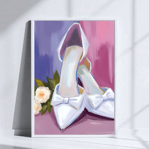 Poster Saltos de Noiva   Casamento Aquarela Rosa com Laço