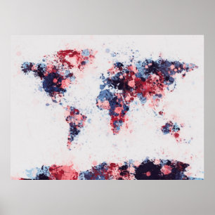 Póster Saltos de Tinta do Mapa Mundial