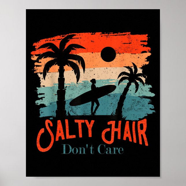 Poster Salty Hair Don't Care Vintage Surfer  (Frente)