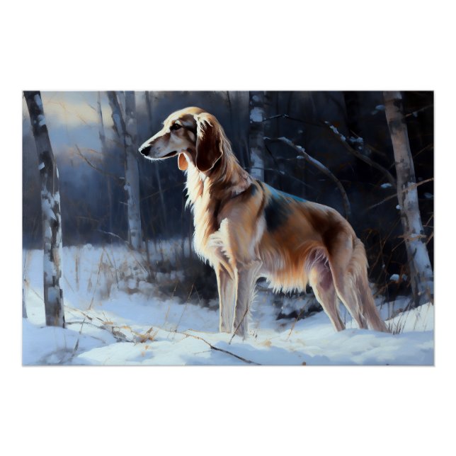 Póster Saluki Deixe-o nevar no Natal (Frente)