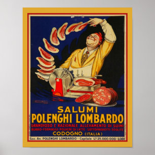 Poster Salumi Polenghi Lombardi por Mauzan