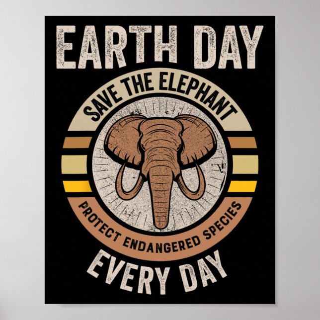 Poster Salvamento Do Dia Da Terra Do Elefante (Frente)
