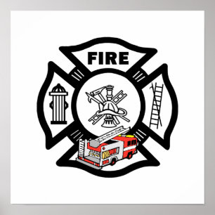 Póster Salvamento vermelho do carro de bombeiros