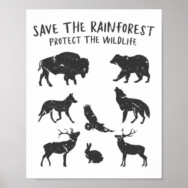 Poster Salvar A Floresta Tropical Proteger A Vida Selvage (Frente)