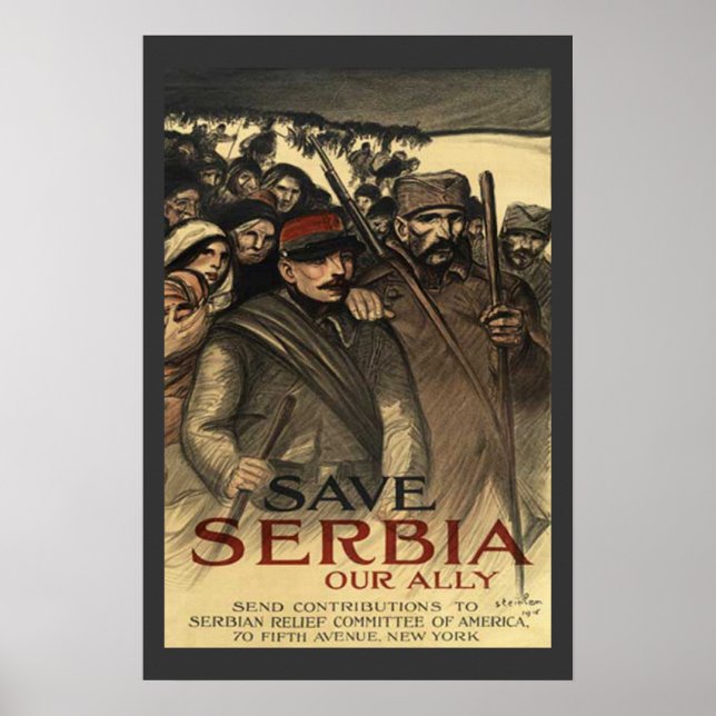 Poster Salvar a Sérvia Primeira Guerra Mundial (Frente)