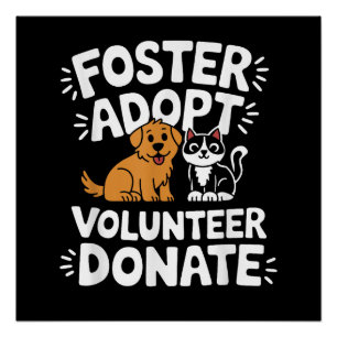 Póster Salvar Adoção de Animais de Estimação Voluntariar