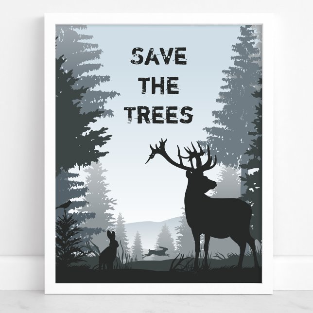 Poster Salvar As Árvores Animais Florestais Ambiente (Criador carregado)