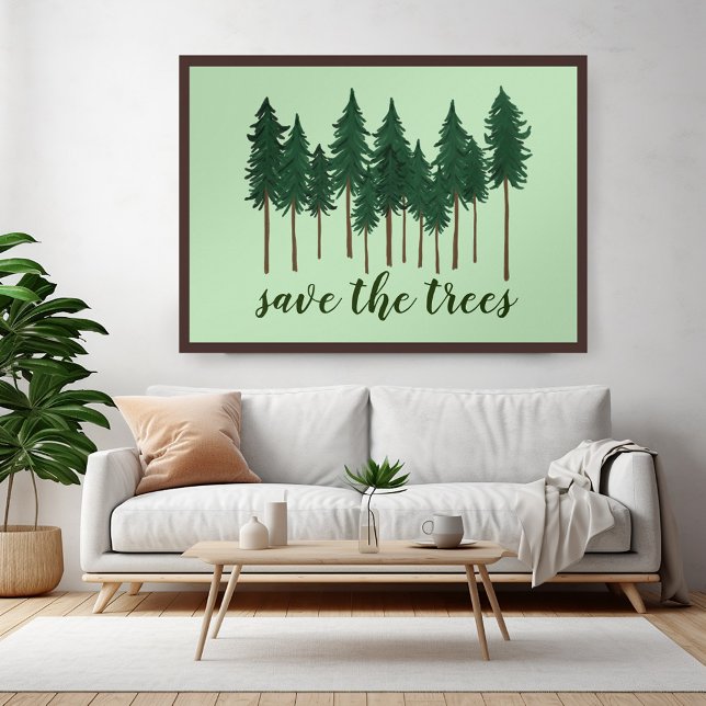 POSTER SALVAR AS ÁRVORES ARTE (SAVE THE TREES forest art Custom Green Earth Day Poster
)
