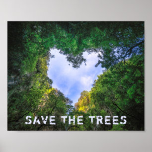 Poster Salvar As Árvores Floresta Coração Paisagem Eco