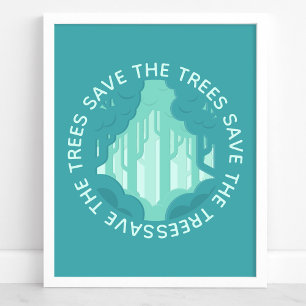 Poster Salvar As Árvores Teal Floresta Circular Ecologia
