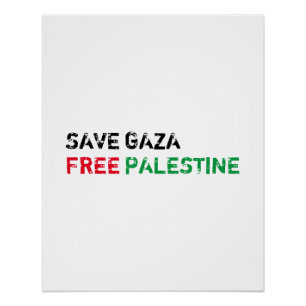 Póster Salvar Gaza Liberdade Palestina Preta Vermelha Ver