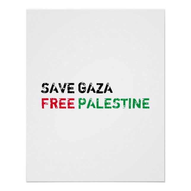 Póster Salvar Gaza Liberdade Palestina Preta Vermelha Ver (Frente)