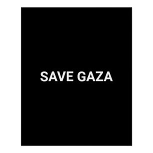 Póster Salvar Gaza preto branco e texto personalizado min