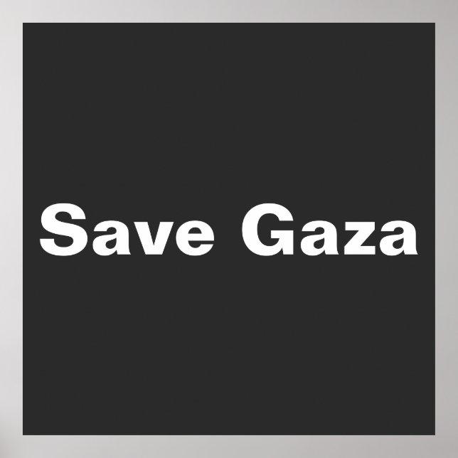 Poster Salvar Gaza Texto Simples Apoiando Gaza Palestina (Frente)