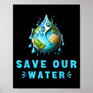 Poster Salvar nossas águas no Dia da Terra Preservação Li