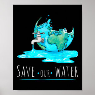 Poster Salvar nossas águas no Dia da Terra Preservação Li