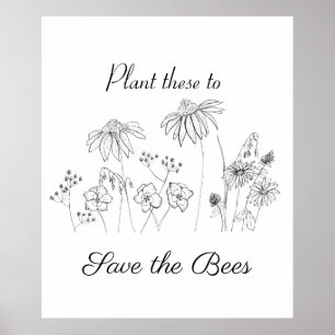 Poster Salvar os wildflowers das abelhas