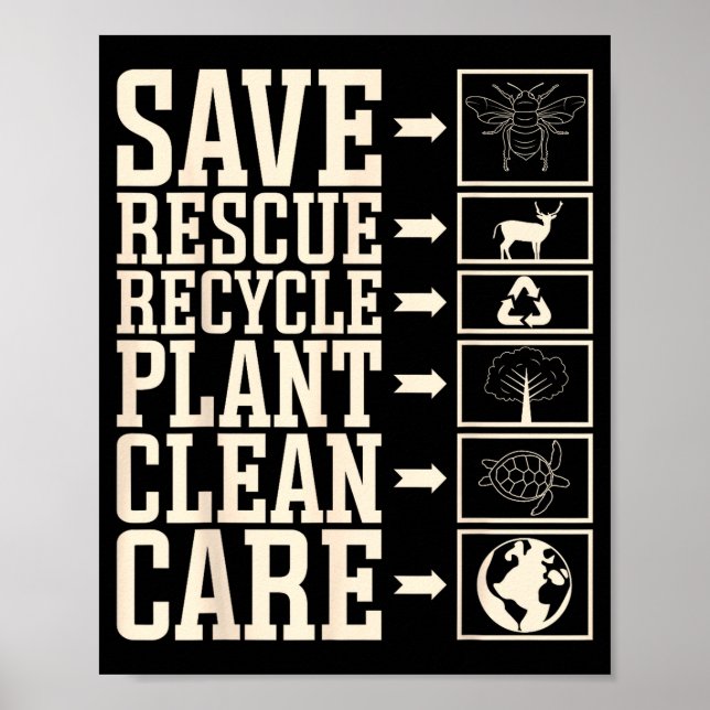 Poster Salvar Resgatar Reciclar Planta Limpar Cuidar  (Frente)