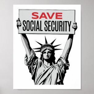 Poster Salvar Segurança Social - estátua Da Liberdade - R