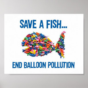 POSTER SALVAR UMA POLUIÇÃO DE BALÃO DE PEIXE - FIM