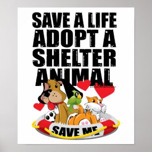 Poster Salvar Uma Vida Adotar Um Animal De Abrigo