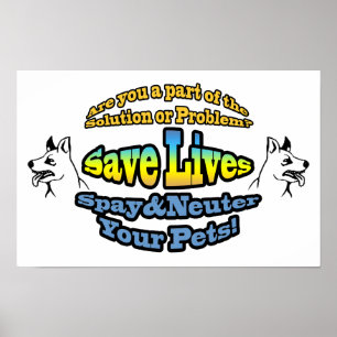 Poster Salvar vidas Spay & neutralizam seus animais de