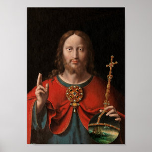 Poster Salvator Mundi com Funcionarios e órbita