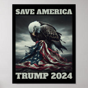 Poster Salve a América Sad Eagle - Bandeira Americana que