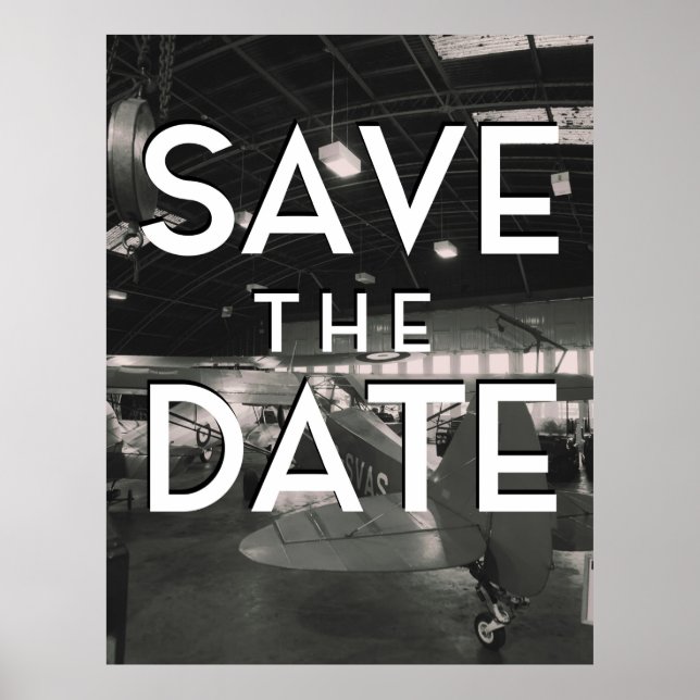 Poster Salve a Data Hangar de Aeronaves Vintage (Frente)