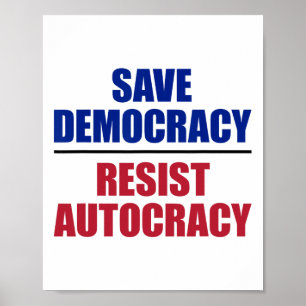 Poster Salve a Democracia Resista à Autocracia - Anti Tru