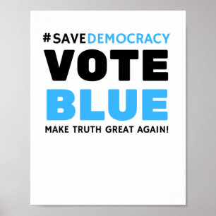 Poster Salve a Democracia Votar Azul Torne o Excelente da